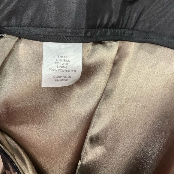 CLASSIQUES ENTIER Pencil Skirt Black Khaki Abstract Print Silk Wool Sz 10 - Picture 3 of 4
